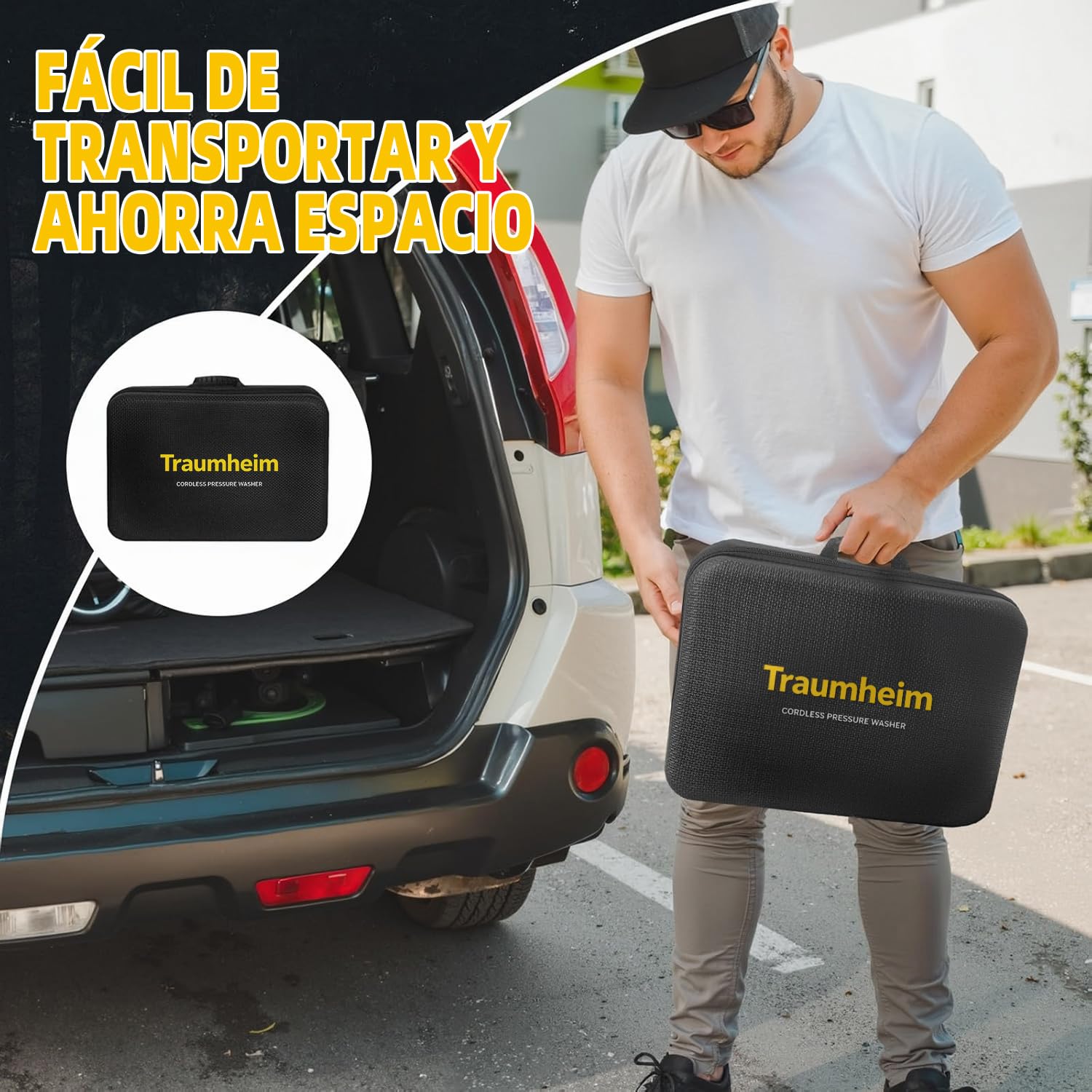 Hidrolimpiadora inalámbrica, 17 Piezas, 8000 mAh, máx. 68 Bares, con Boquilla 6 en 1 y Boquilla giratoria de 180°, hidrolimpiadora portátil para Coches, Bicicletas, terrazas y Jardines.