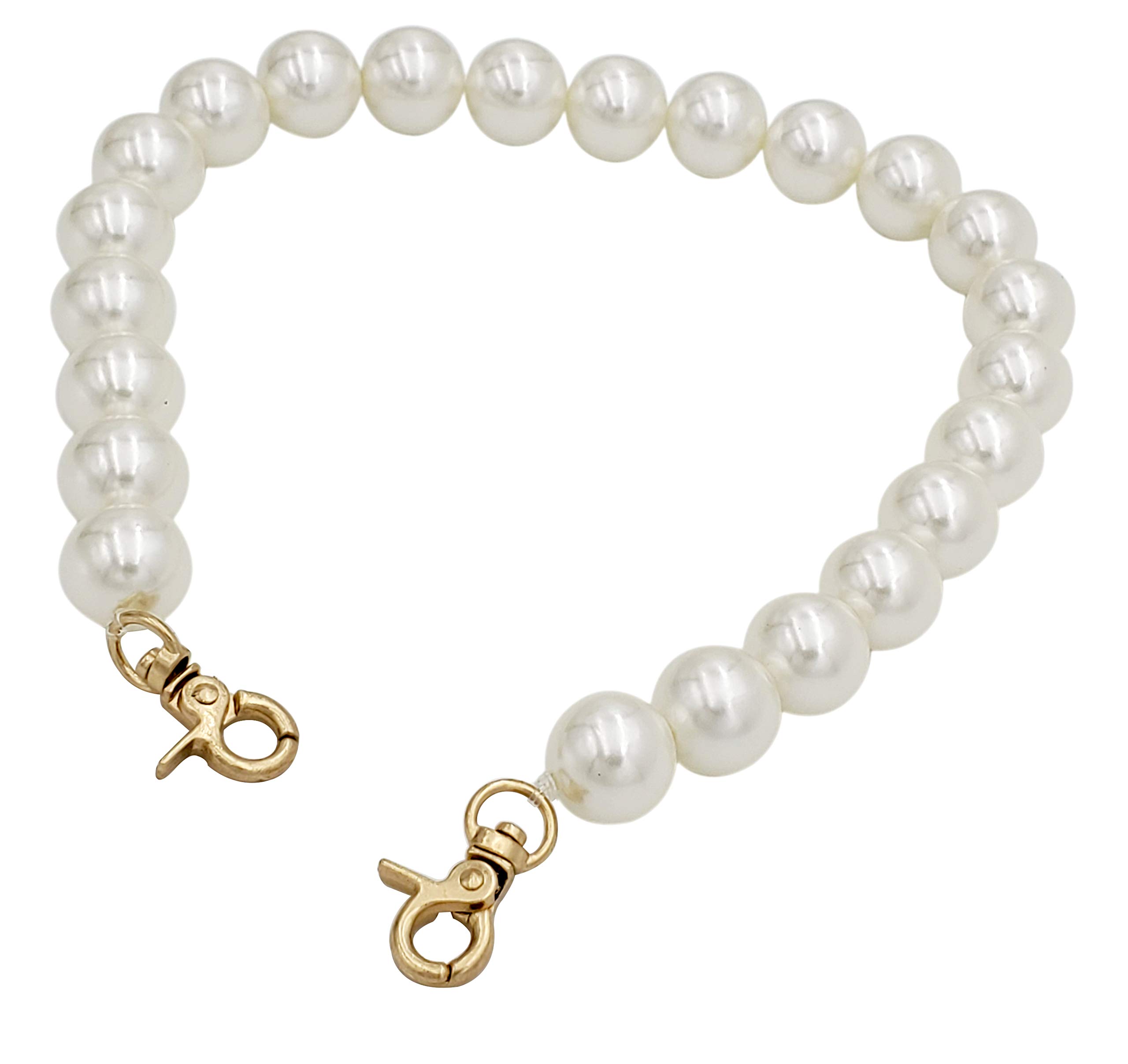 45cm DIY Round Imitation Pearl Bead Short Handle Replacement Chain Strap Handbag Chains Accessories Purse Straps Shoulder with Metal Buckles