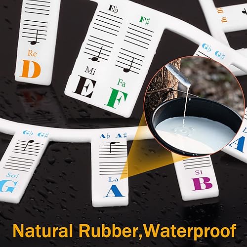 Miniatura 6 de Etiquetas extraíbles para teclado de piano, calcomanías de teclado de piano para principiantes, guía de notas de piano de silicona para aprender,