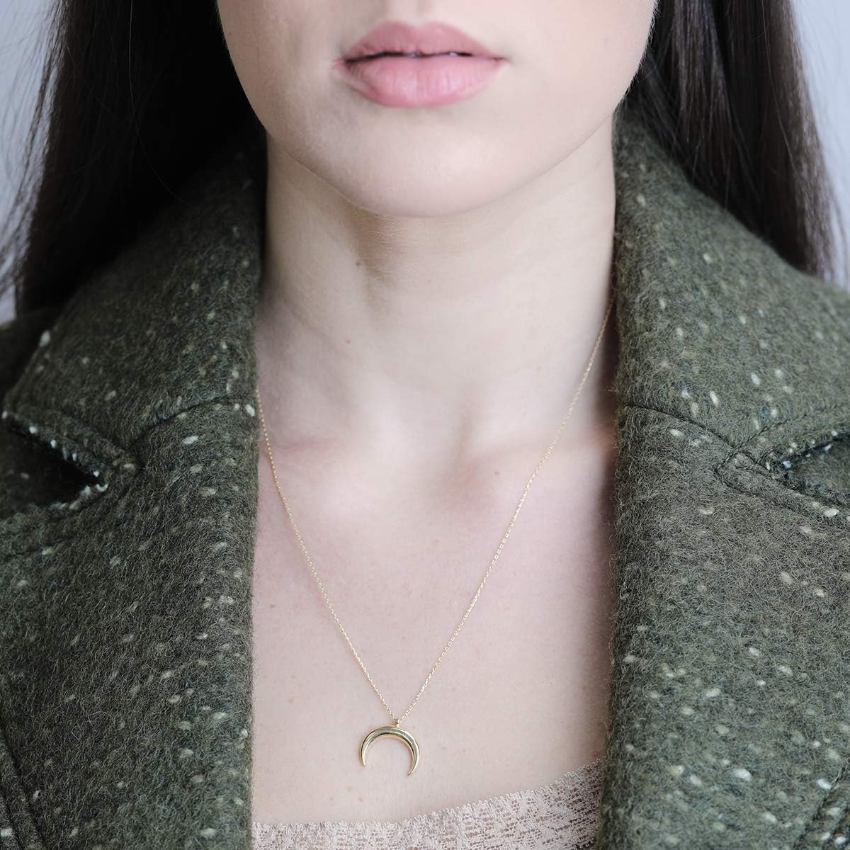 Estella Collection 14k Real Yellow Gold Crescent Moon Pendant Necklace Adjustable Chain 16-20 Inches Elegant Design & Perfect for Wedding, Anniversary & Christmas Gift For Wife & Girlfriend