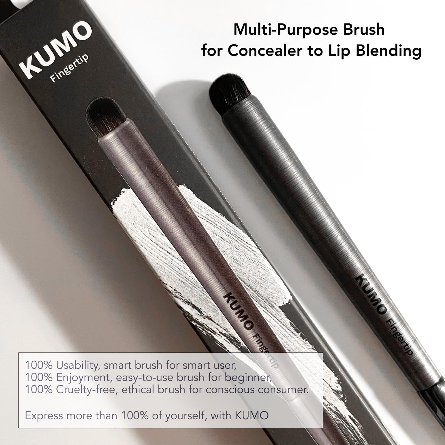 KUMO Fingertip, Multiple Makeup Brush, Multi-Purpose Brush for Concealer to Lip Blending, 3in1 Korean Makeup Brush