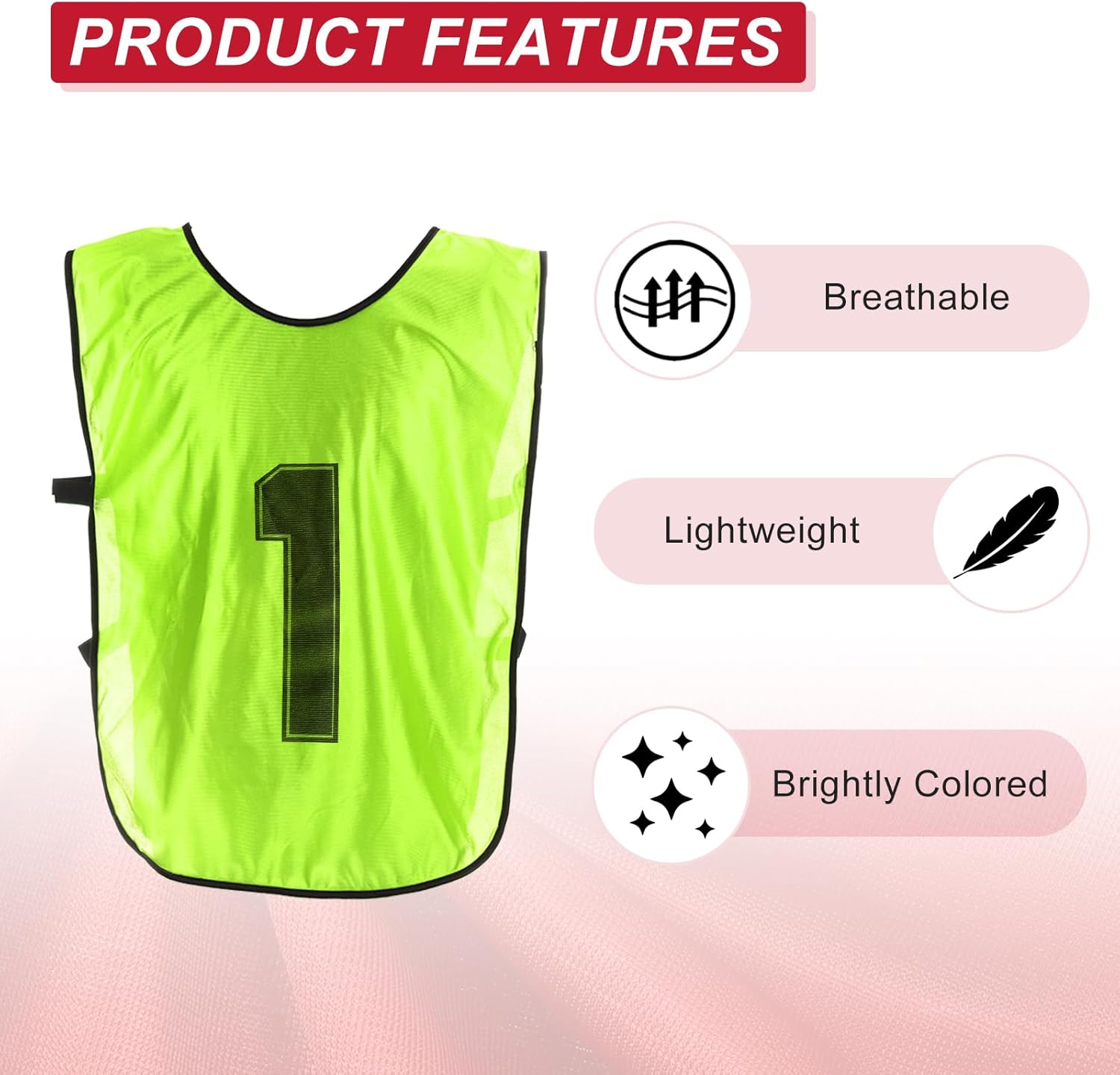 PATIKIL Soccer Training Vest, Team Sports Pinnies Reversible Numbered Soccer Practice Pennies for Youth