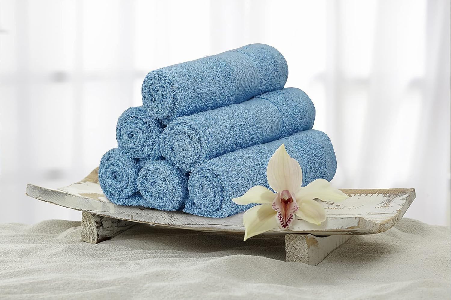 Premium Wash Cloths Pack of 12 (13" x 13") 100% Ring Spun Cotton | Luxury Washcloths | Ultra Soft Face Towels | Highly Absorbent Wash Cloths for face (Sky Blue) - Image 2