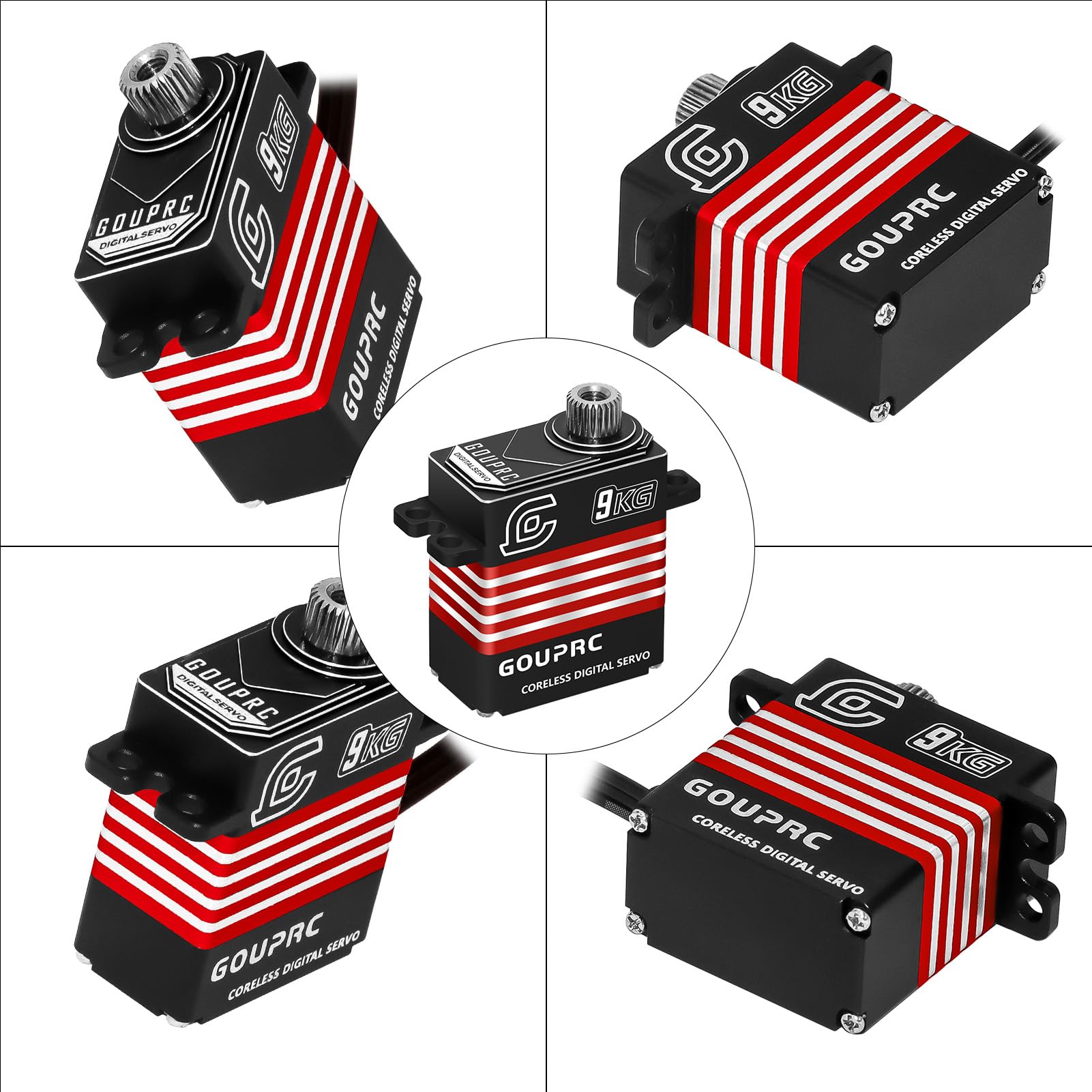 Servo digitale in metallo da 9 kg con supporto e corno servo per 1/18 TRX4M Servo RC auto parti di aggiornamento (rosso)