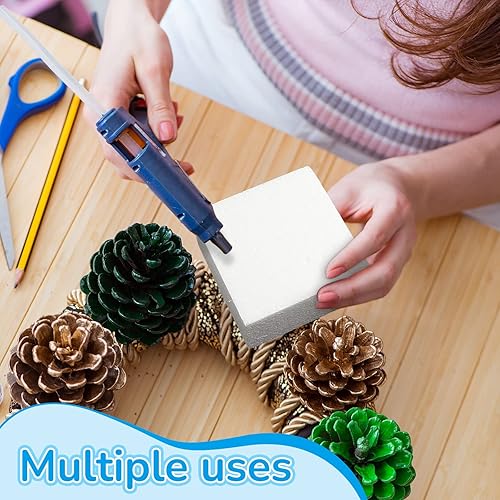 Miniatura 4 de Amylove Paquete de 48 bloques de espuma para manualidades de 4 x 4 x 2, cubos cuadrados de espuma de flores blancas no esponjosas, bloques de