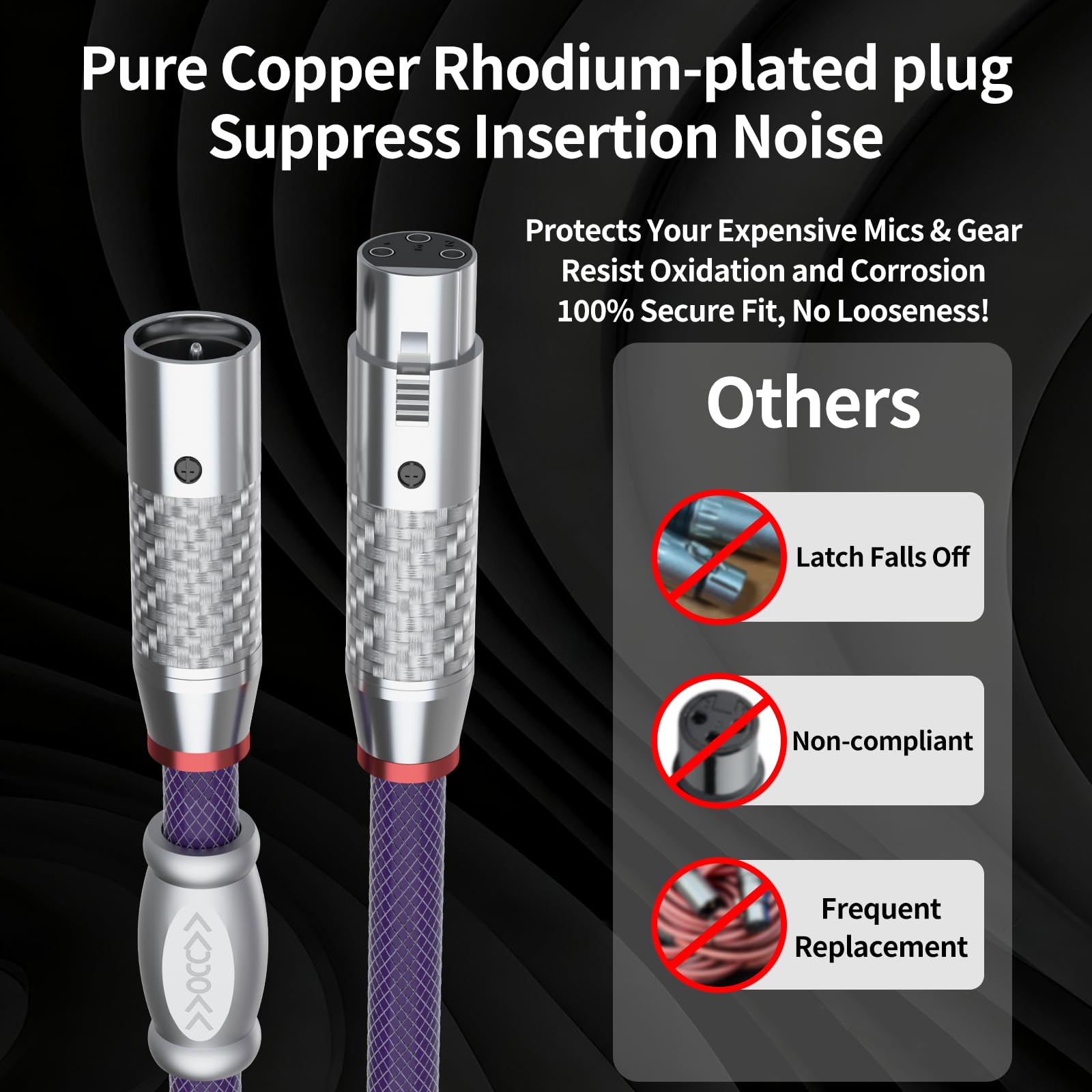 Preffair 1 Paar HiFi 4N OFC reines Kupfer, symmetrisches 3-poliges XLR-Patchkabel, Kohlefaser, rhodiniert, AWG18 Interconnect Mikrofonkabel für Hi-End Auido/Musikgeräte (1,0 m)