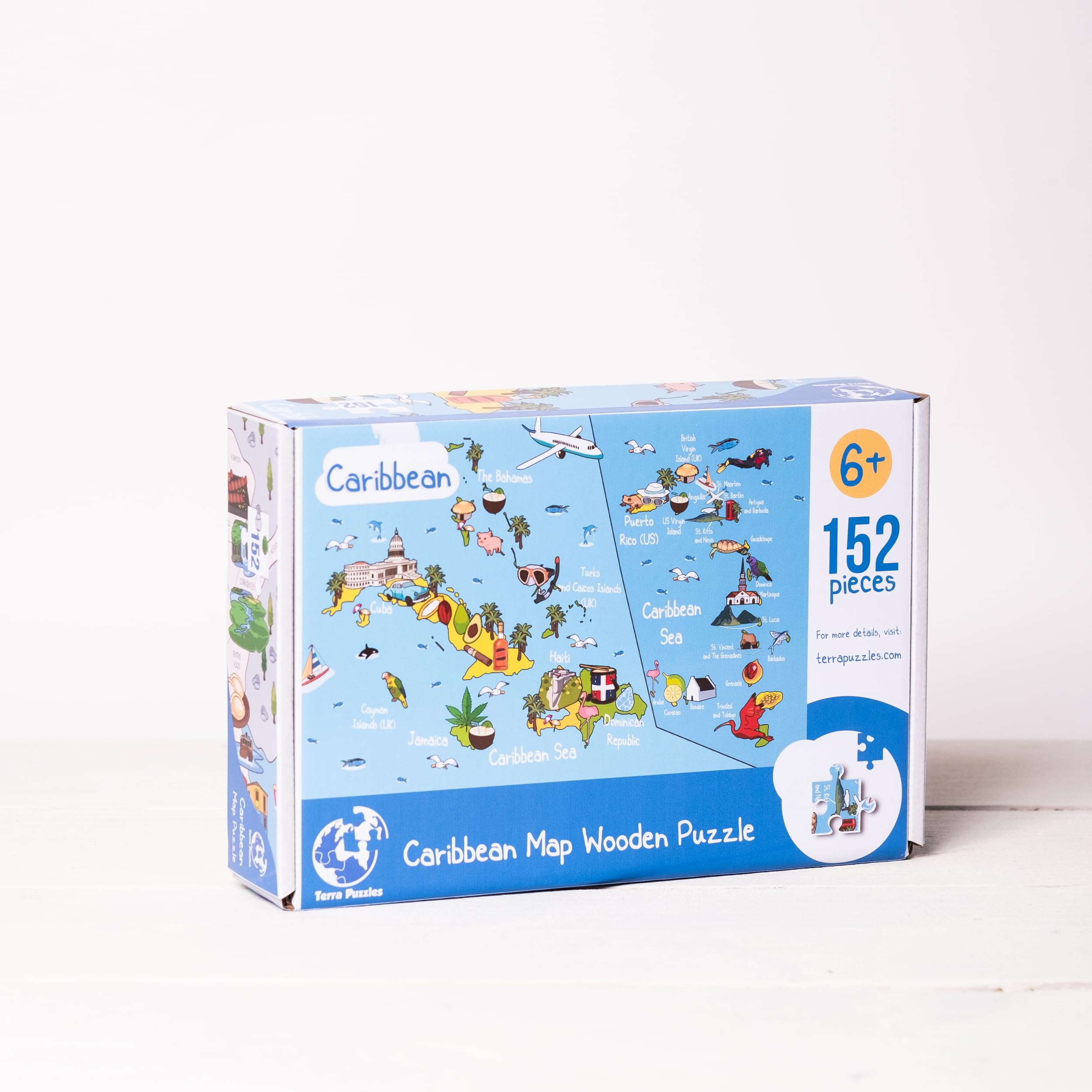 Amazon.com: Terra Puzzles Caribbean Map Wooden Jigsaw Puzzle 152