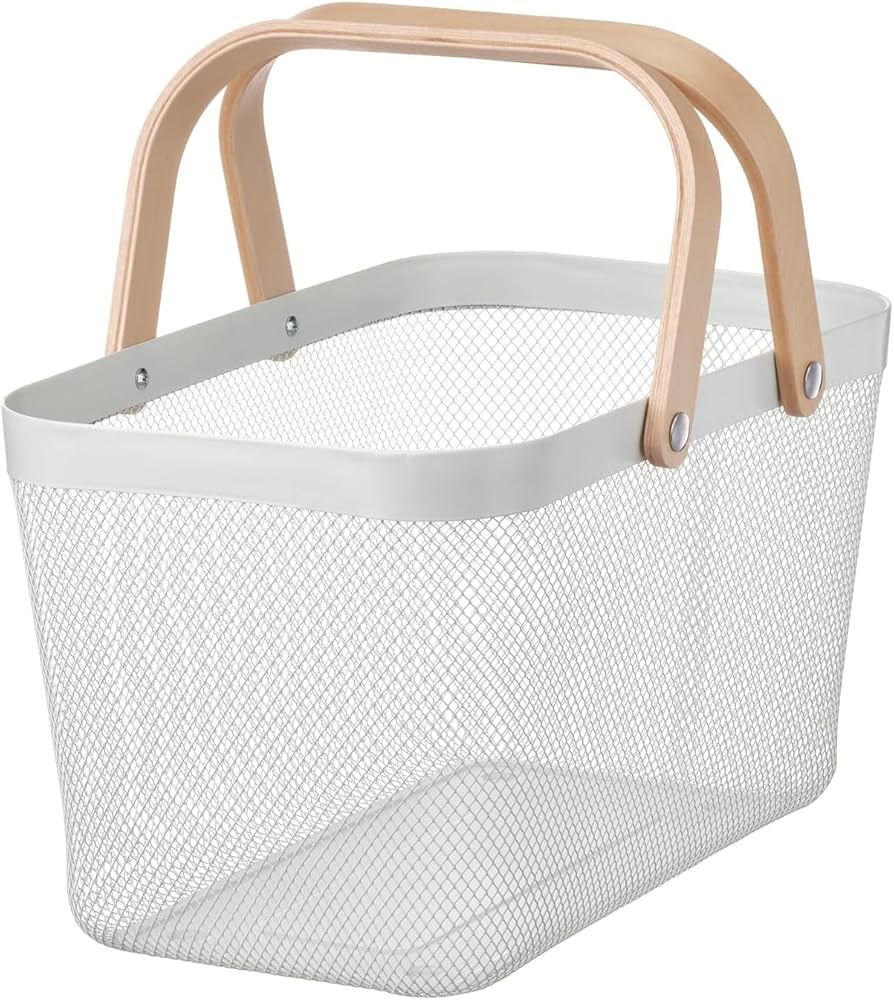 Amazon.co.jp: バスケット, ホワイト, ワイドサイズ, 約42 x 27
