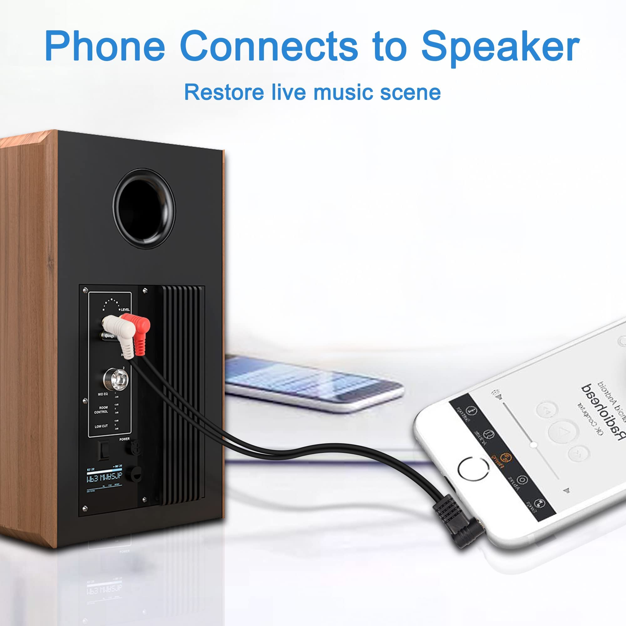 XMSJSIY 90 Degree Right Angle 3.5mm to 2 RCA Cable, Angle 1/8