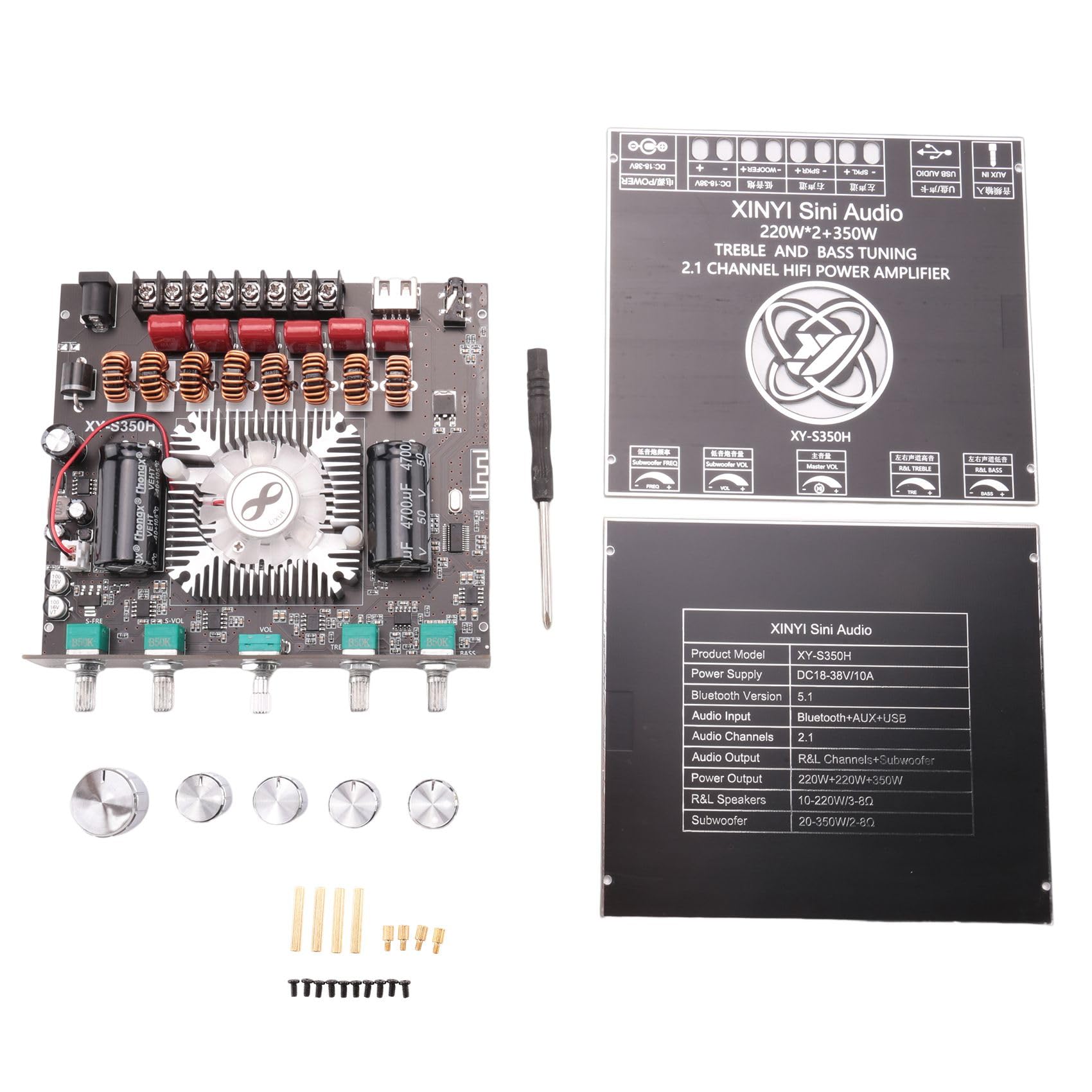 Module D'Amplificateur NuméRique Bluetooth 2.1 Canaux TPA3251 Subwoofer à Tonalité éLevéE et Basse, Carte D'Amplificateur 220Wx2 + 350W XY-S350H