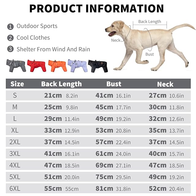 Foto 3 de 6 de PETCUTE Chubasquero Perro Ajustable, Abrigo Impermeable de 4 Patas con Bandas Reflectantes para Paseos