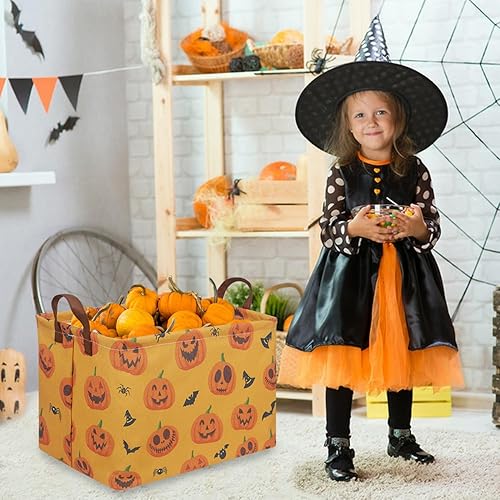 Miniatura 4 de Cesta de Halloween Rectangular, Cesta de Truco o Golosina para Niños y Niñas, Caja de almacenamiento plegable impermeable, Decoración de Halloween