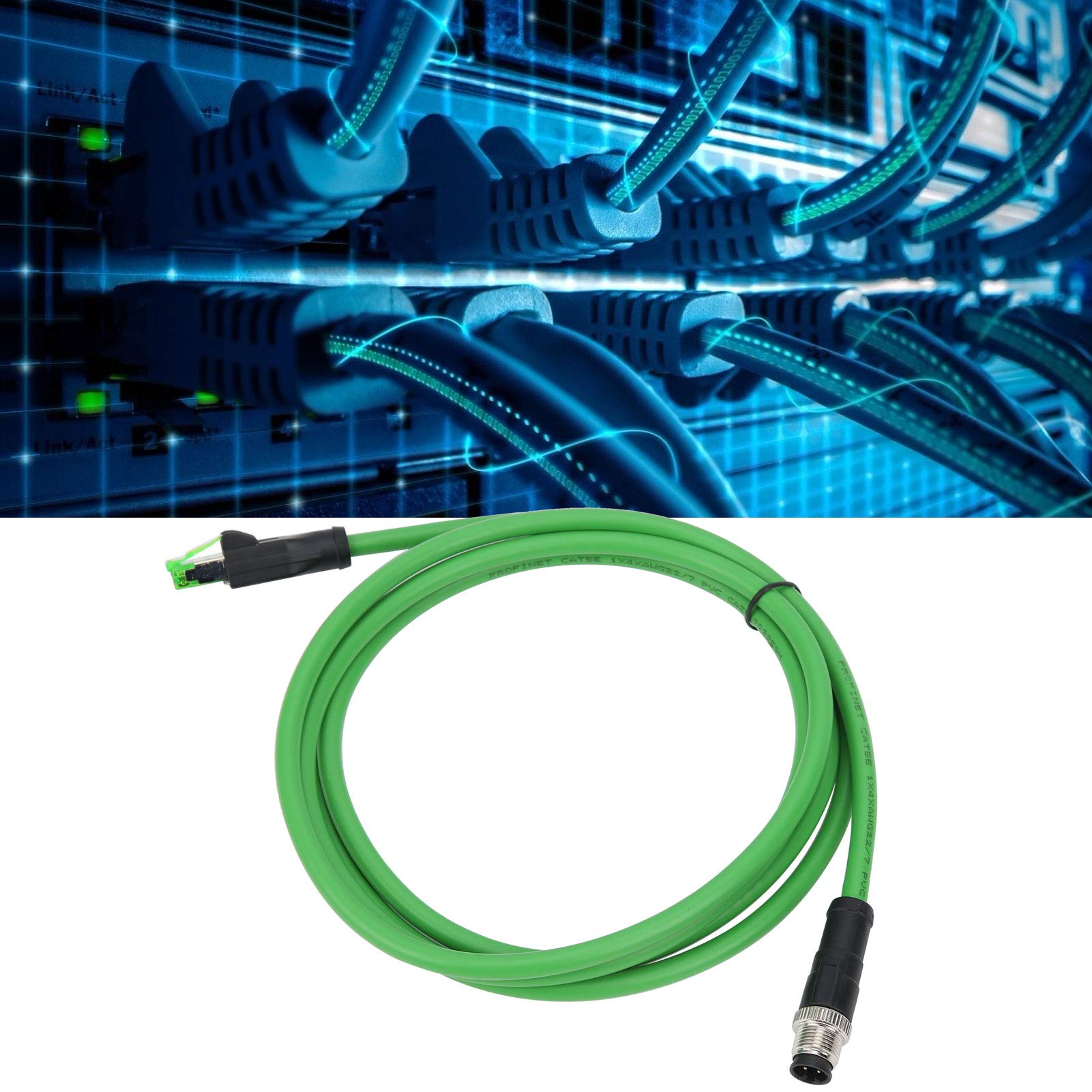 Jenngaoo Cavo Ethernet, cavo patch da M12 a RJ45 Cavo di rete a 4 pin per applicazioni Ethernet industriali Cavo schermato IP67 Impermeabile (3m/9,8 piedi)