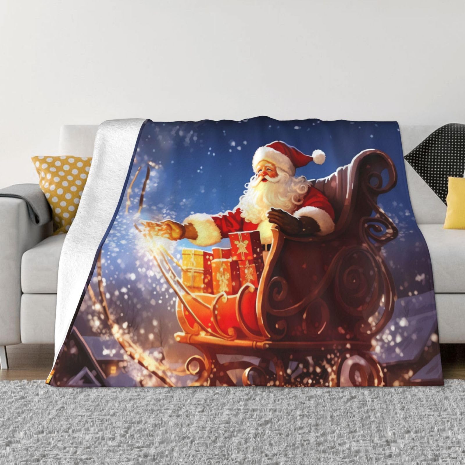 Couverture de Noël en micro polaire lit canapé plaid chaud doux anti-froid maison couverture magique