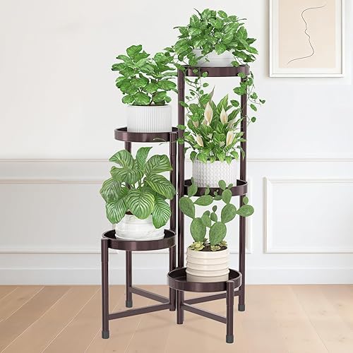 Miniatura 27 de iDavosic.ly Soporte para plantas de 10 niveles para interiores y exteriores de fácil armado, estantería plegable alta de metal para exhibición de 5