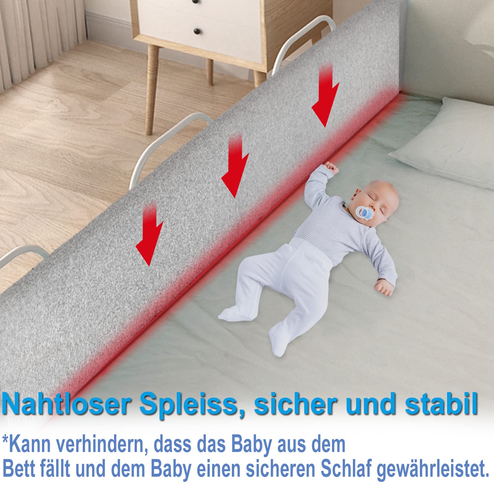 Griglia di protezione per letto da 200 cm, altezza regolabile