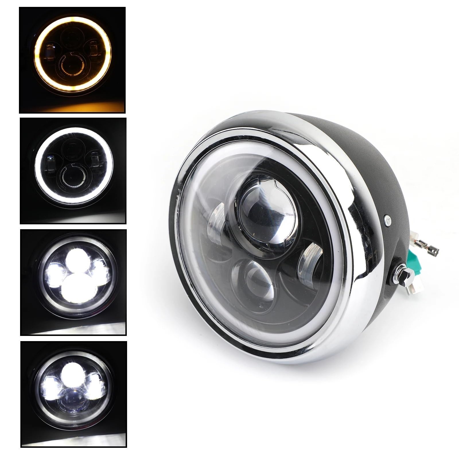 Anabbaglianti Faro anteriore a LED da 7 pollici alto/basso + DRL adatto per motociclette Dyna Cafe Racer Bobber Luci per motociclette