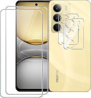 CAUHENYEE Schutzfolie für Realme C75 4G/Realme 14X 5G Panzerglas, [2+2] 2 Stück Schutzfolie + 2 Stück Kameraschutz, HD 9H Härte Glas-Displayschutzfolie