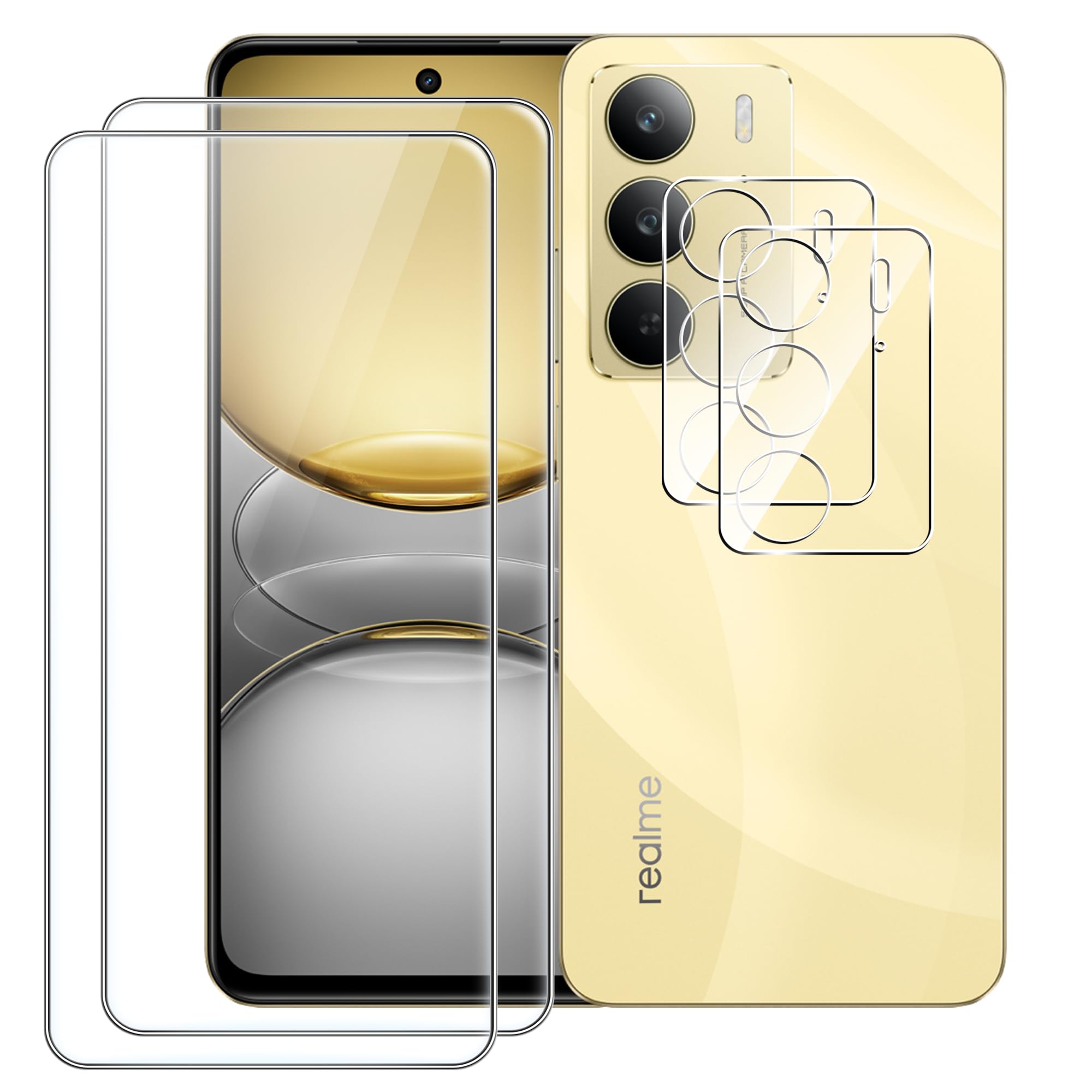 Kit De Protection Aerku Pour Realme 14X 5G : 3 Verres Trempés 9H + 3 Protecteurs Caméra - Anti-rayures, Anti-traces - 12
