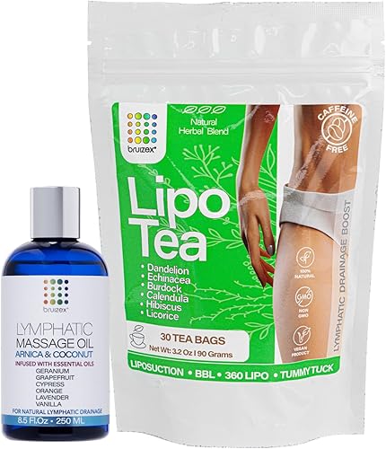 Miniatura 1 de Aceite de masaje linfático y té de drenaje linfático post LIPO