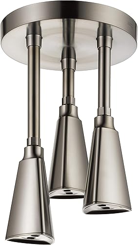 Delta Faucet Cabezal de ducha H2Okinetic de montaje en techo de un solo rociador, inoxidable 57140-SS