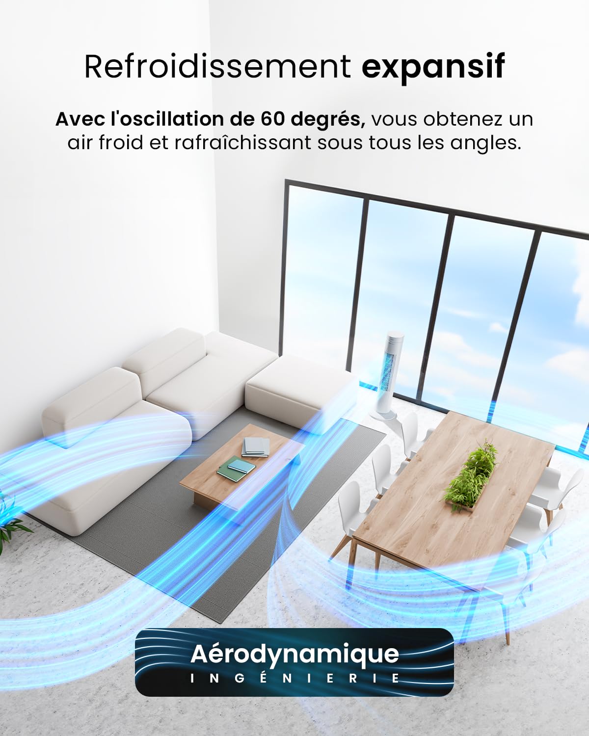 Pro Breeze Ventilateur colonne avec télécommande, hauteur 76 cm – Oscillation à 65°, minuteur, 3 vitesses – Ventilateur silencieux, puissant et économe en énergie pour chambre et bureau