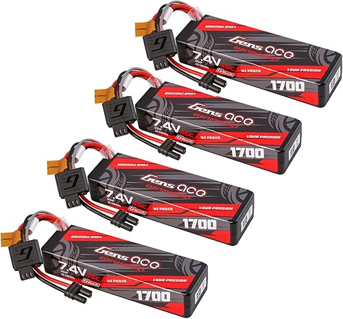 Miniatura 2 de Gens ace 1700mAh 35C 7.4V Hardcase 2S Lipo batería con enchufe IEC2 (4Pcs)