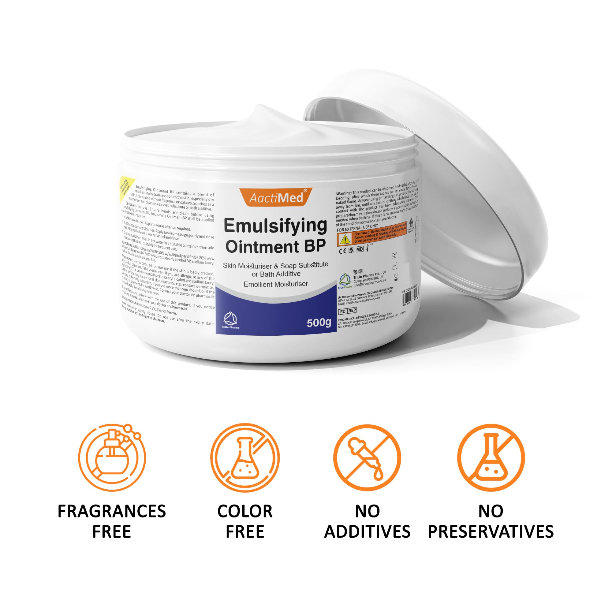 AactiMed Emulsifying Ointment - 500g for Skin Moisturiser & Soap Substitute or Bath Additive, 500 g (Pack of 1) - Image 3