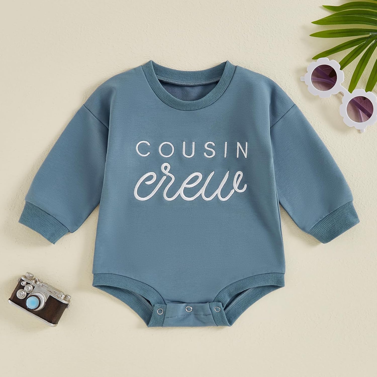 Newborn Baby Boy Girl Bubble Romper Cousin Crew Embroidery Long Sleeve Bodysuit Infant One Piece Fall Outfit - Image 2