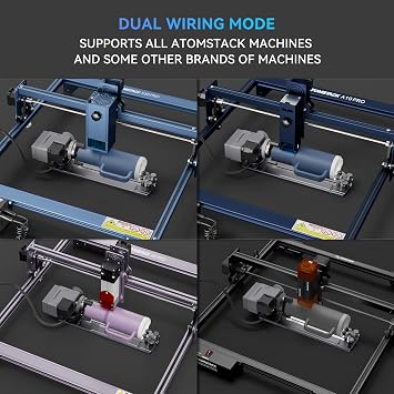 ATOMSTACK Maker R8 Laser Rotary Roller, Multi-Function Chuck for Ring, Sphere, Mug, 180 Angle Adjustable, 6000mm/min High Speed, Plug & Play, for ATOMSTACK, XTOOL, Creality, LightBurn