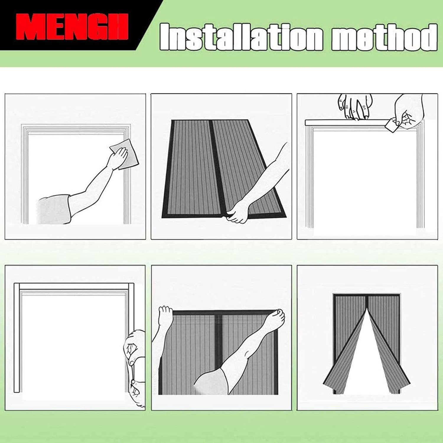 Magnetic Screen Door 43×98inch, with Heavy Duty Mesh Screen Door, Hands Free Mesh Curtain Hands Free Mesh Curtain, Easy to Install, for French Doors/Sliding Glass Doors Screen Door