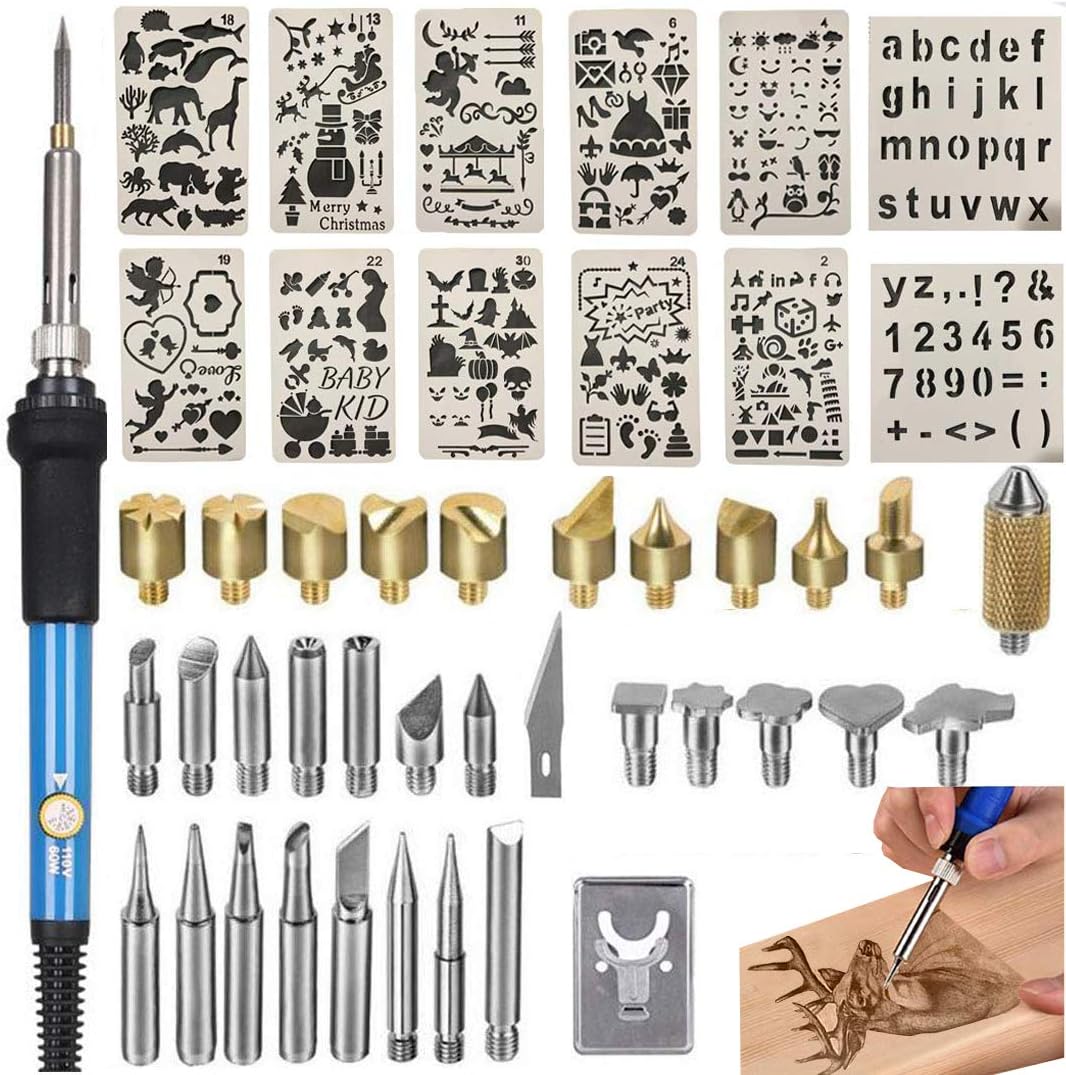 Wood Burnning Kit,Wood Burner Pyrography Pen,Woodburnning Kit for Adults Beginner 46pcs