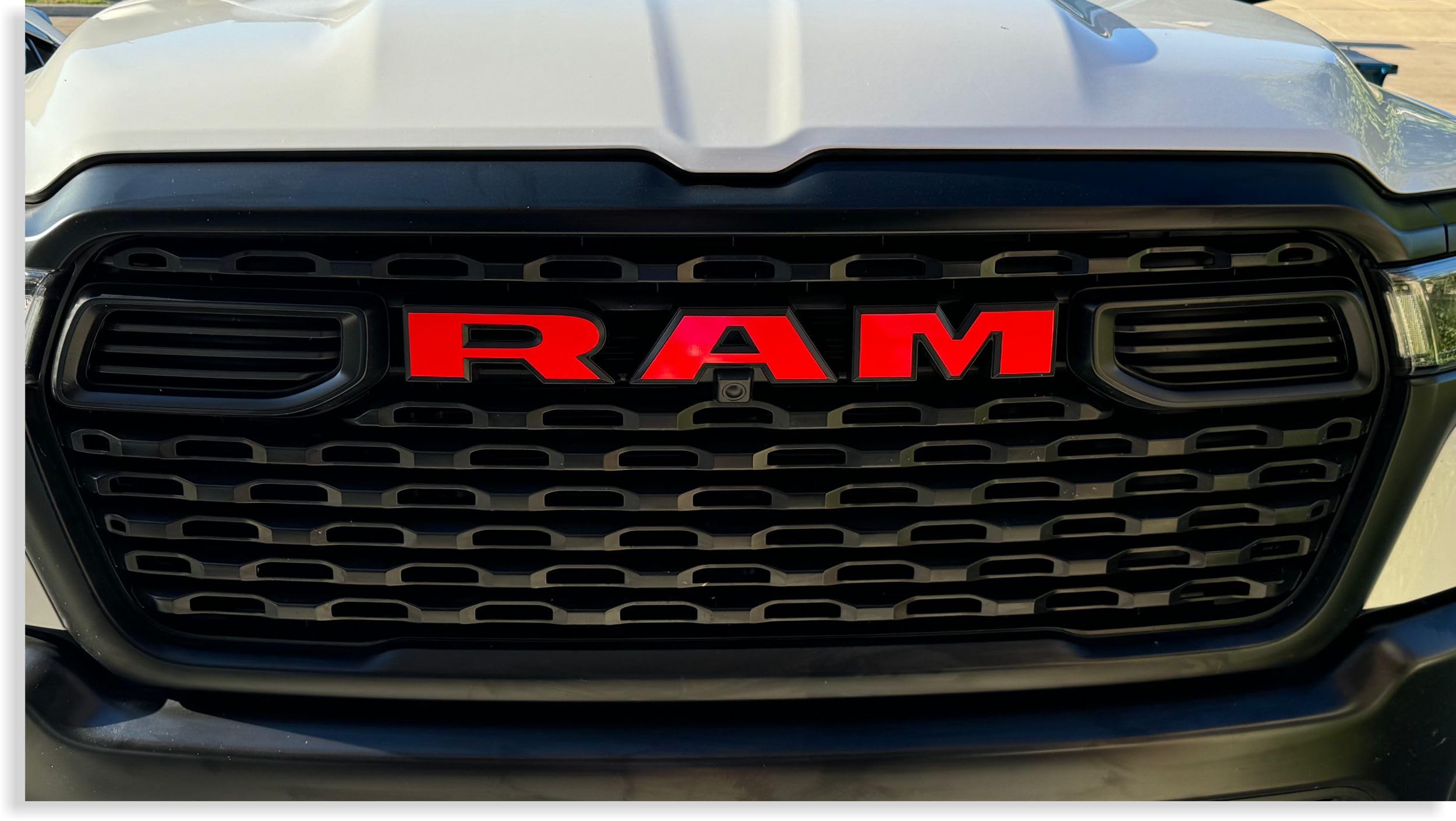 RAM Grille Emblem Overlay Decal Stickers 2025 Ram 1500 (Color: Gloss Red)