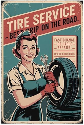 Best Grip on The Road Poster Vintage Tire Service Retro Tire Poster for Garage Auto Shop And Bar Wall Art Print Poster Unframe-style