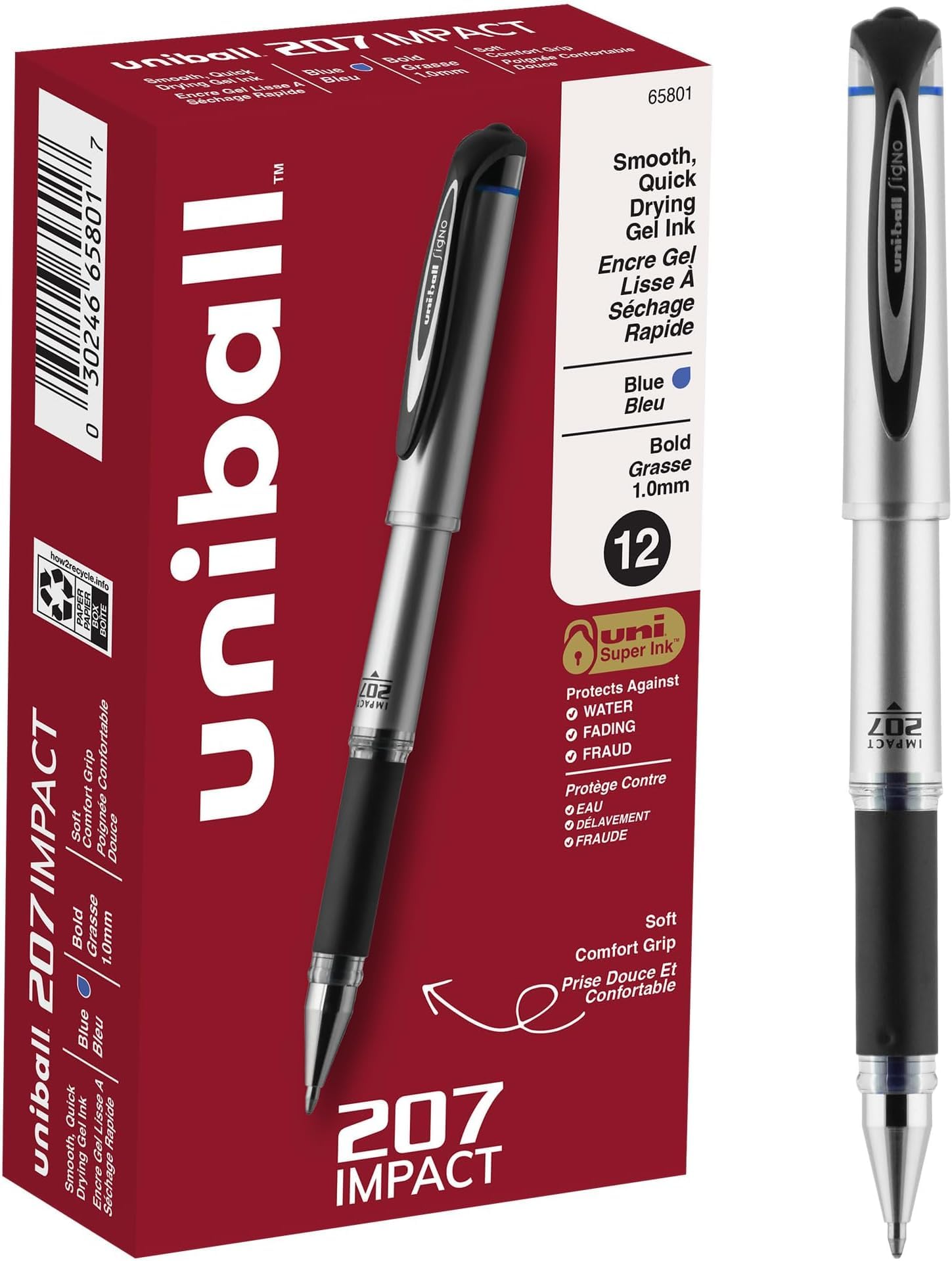 Uniball 207 Impact Gel Pens - 1.0mm Bold Point Pens - School and Office Supplies (Pack of 144)