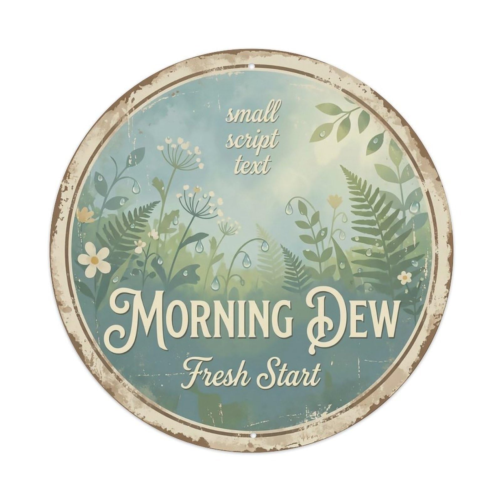 Cxhjca 8X8inch(20X20cm) Vintage Cottagecore Garden Morning Dew Fresh Metal Tin Sign