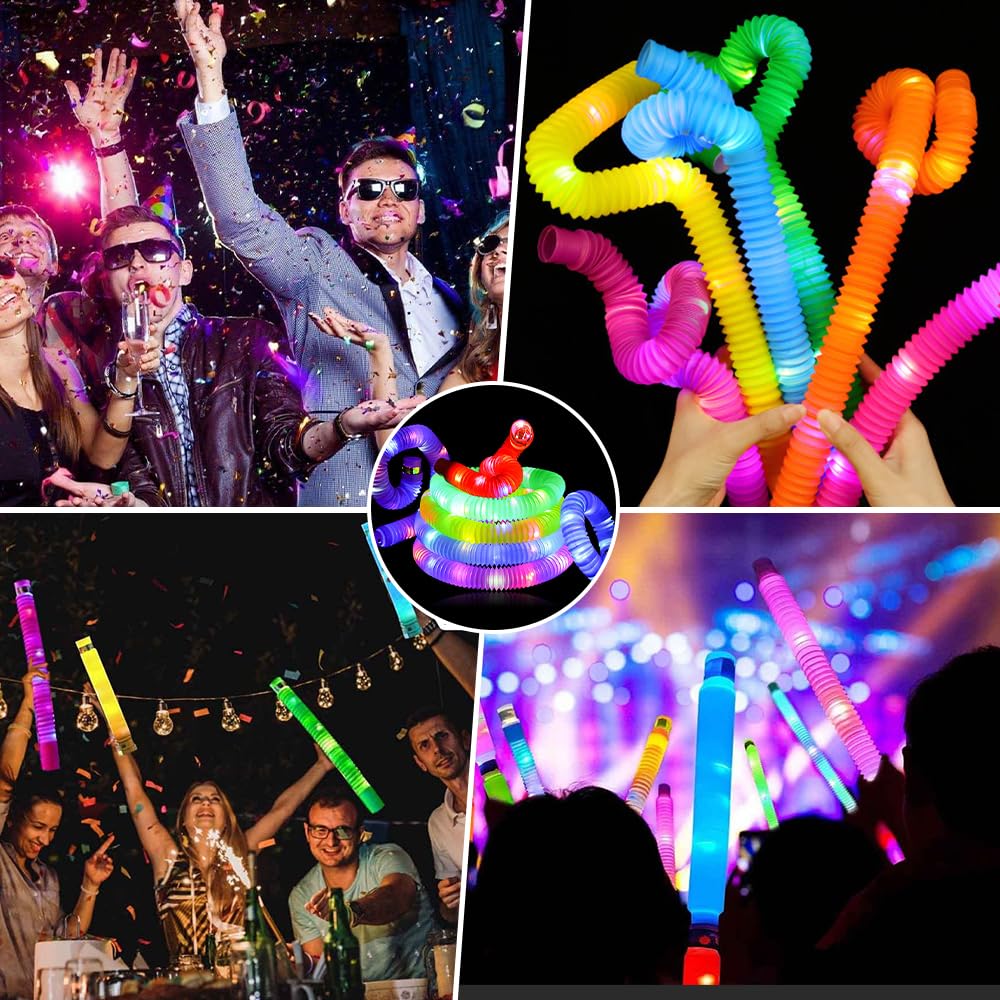 12 Stück LED Pop Tubes Fidget Toys – Bunte Leuchtröhren, Sensorisches Spielzeug Für Kindergeburtstage & Partys