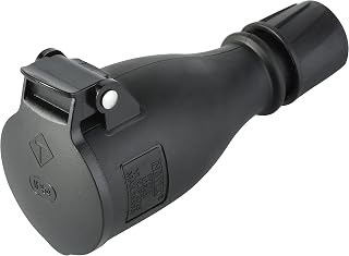 Electraline 55080 Professional Schuko Socket IP54 with Automatic Spring Cover for Hands-Free Operation - Black