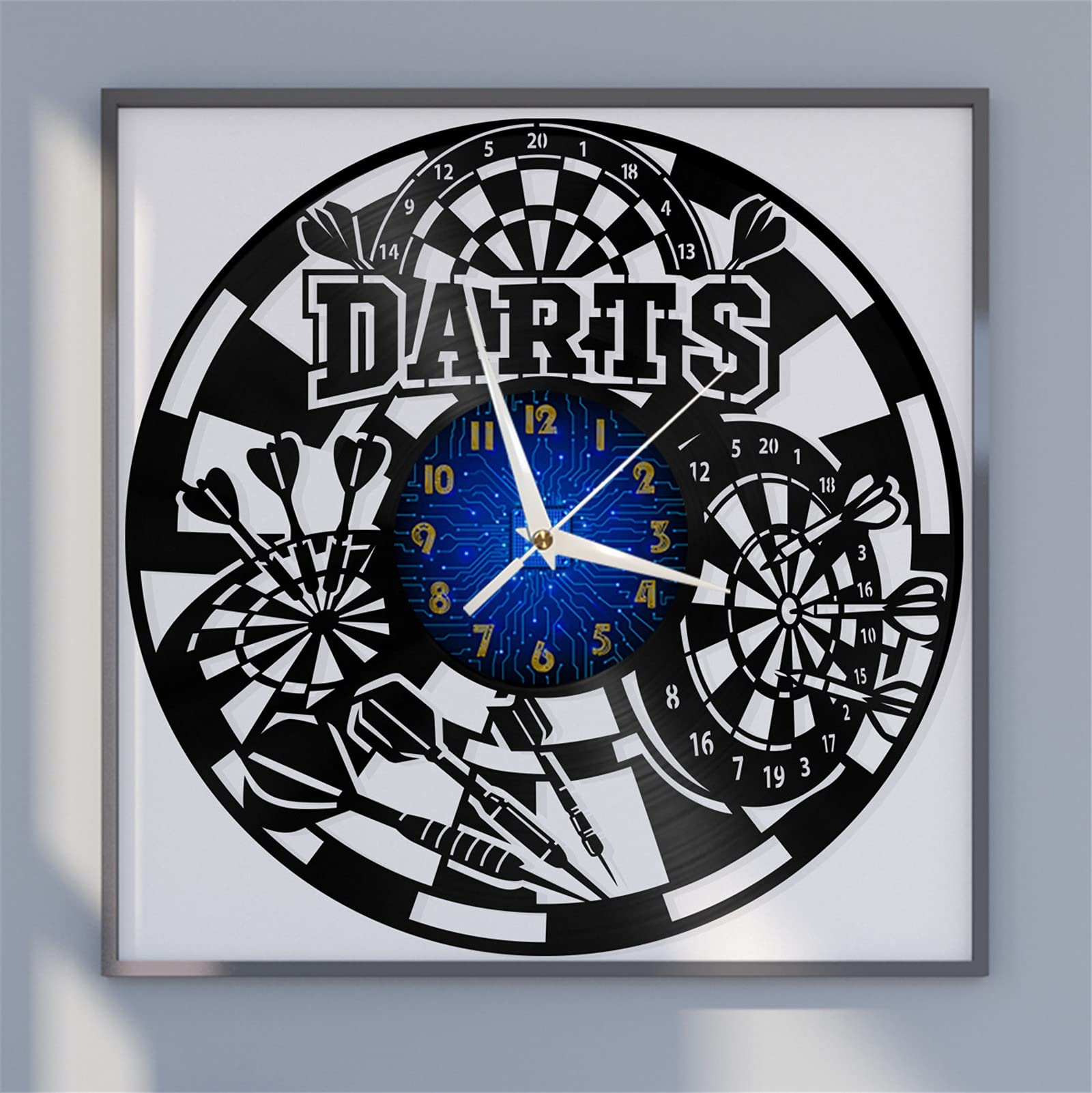 VCS Darts game theme Vinyl Record vintage Wall Clock for Kitchen(B)