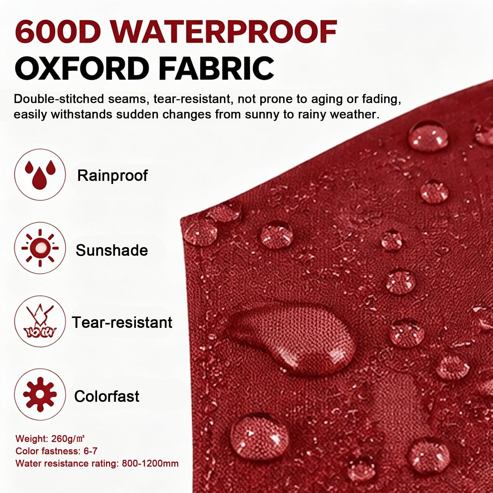 Tendalino per Barca, Tendalino per Gommone con Struttura in Alluminio, 2 Archi, Tessuto Oxford 600D, Custodia per Riporlo, per Barche di Larghezza 110-170 cm(Red,110-130cm/43x51in)