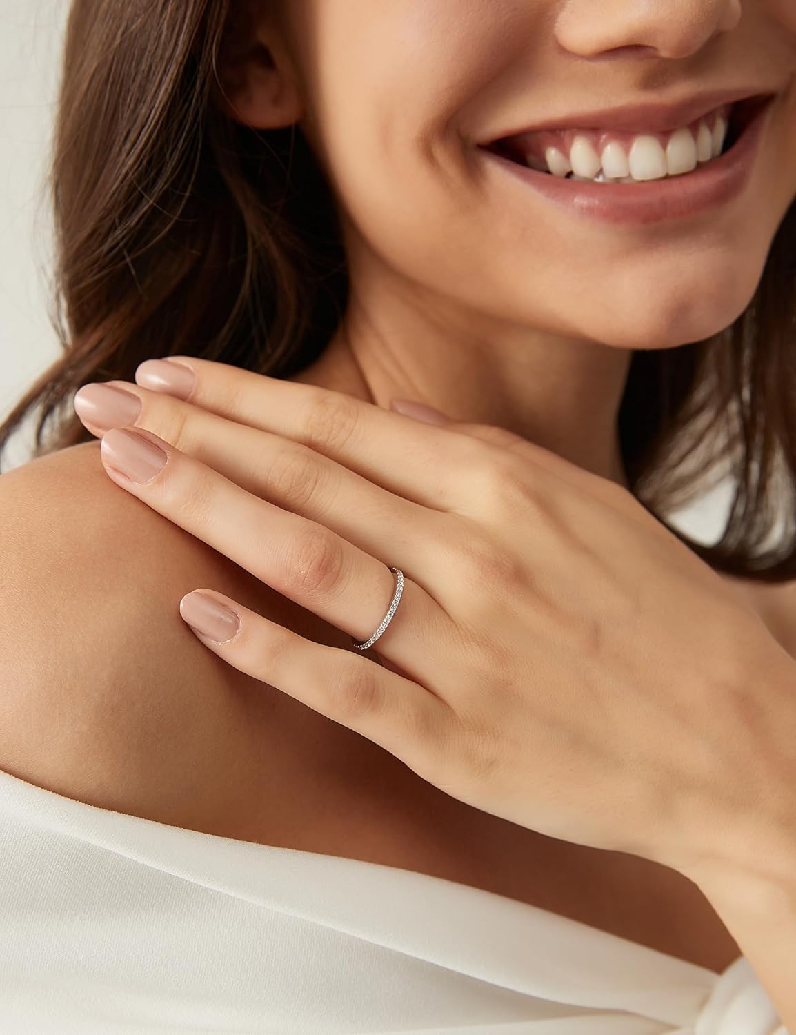 EAMTI 1.5mm Gold Plated Eternity Bands for Women 925 Sterling Silver Half Eternity Stackable CZ Engagement Ring for Women Size 3-10 - Image 4