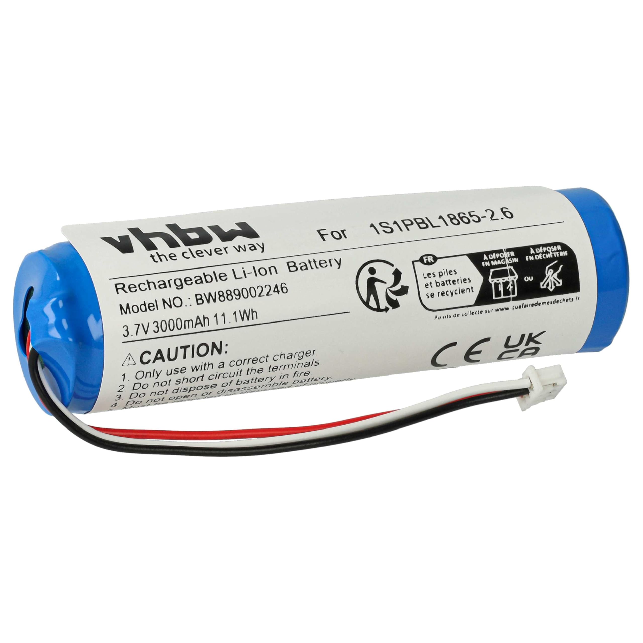 vhbw batteria sostituisce Philips 1S1PBL1865-2.6 per babyphone (3000mAh, 3,7V, Li-Ion)