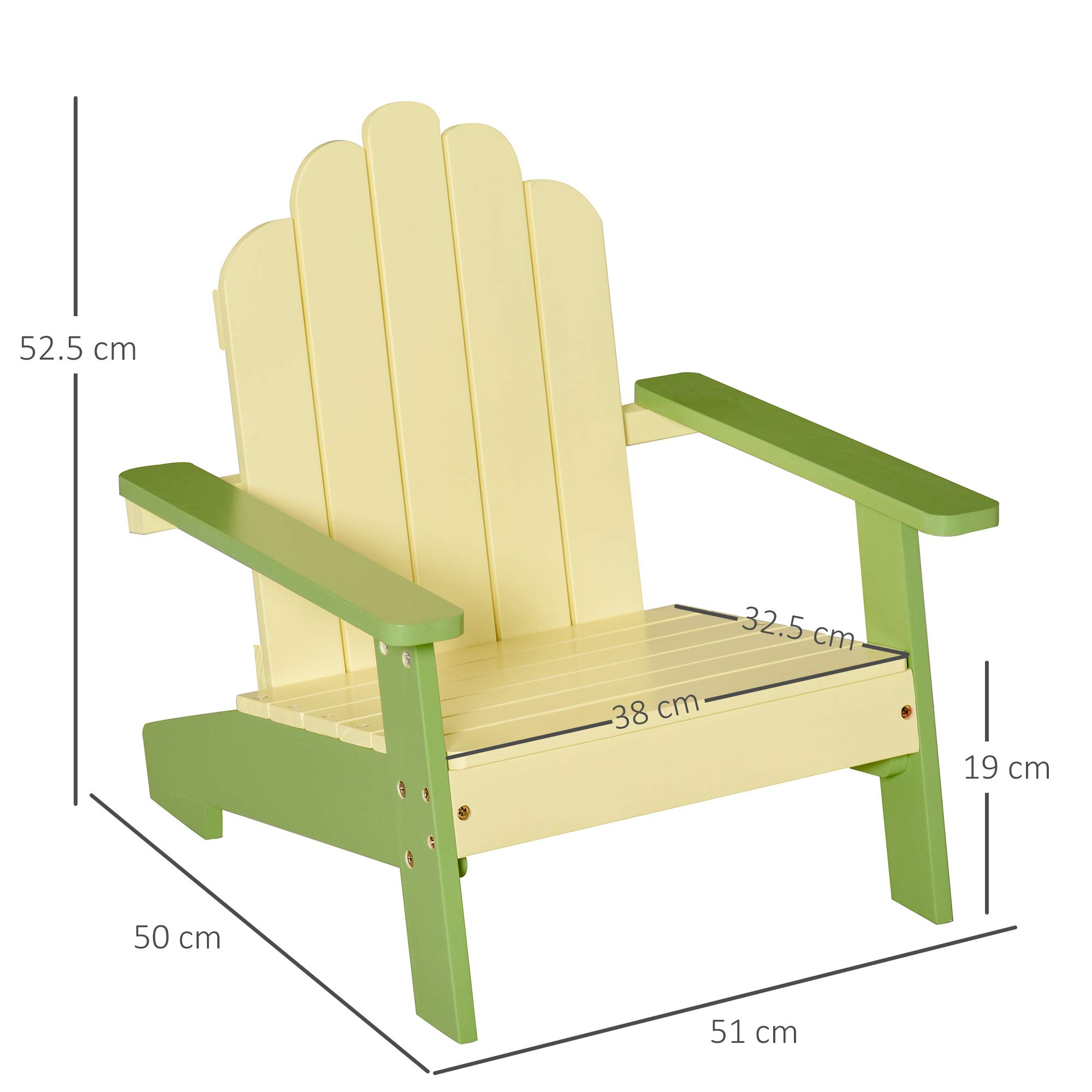 Outsunny Sedia per Bambini da Giardino Adirondack in Legno di Pino Verde