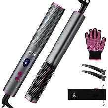 Straightening Brush Anti-scald Straightener with LED Display 30s Fast Warming Straightening Comb Prevents Hair Pulling Professional Hair Straightener for Straightening 9 Heat Levels 125 C - 215 C Grey
