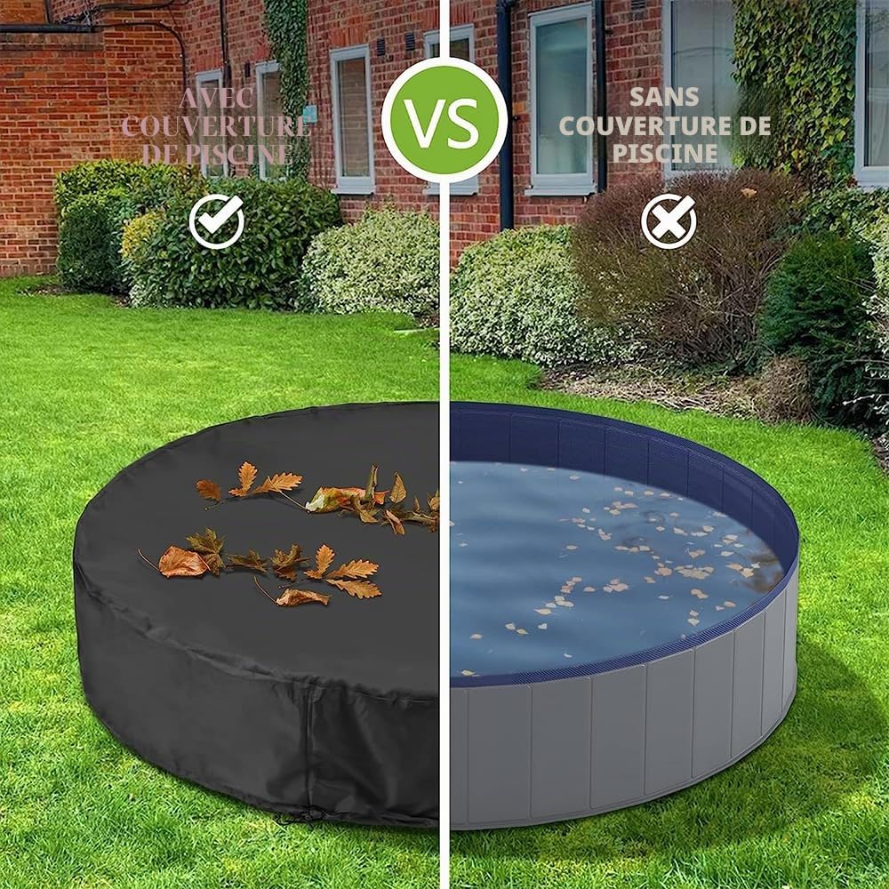 Couverture de Bache Piscine Ronde,Couverture de Piscine pour Chien,Bache Piscine Ronde avec Cordon de Serrage,Imperméable à l'eau et à la Poussière(120 * 30cm)