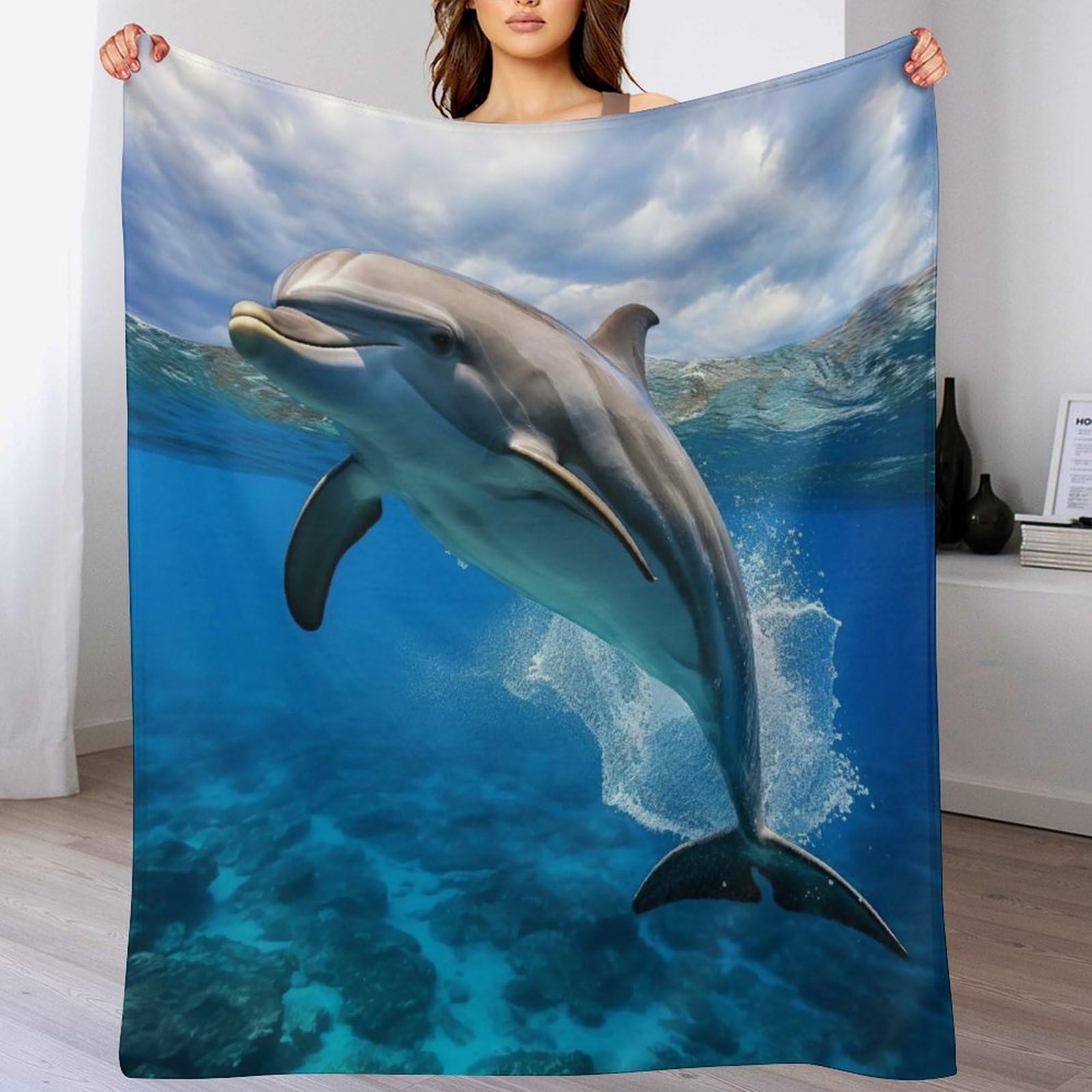 Manta de franela de delfín para tus tardes de sofá y cine en casa