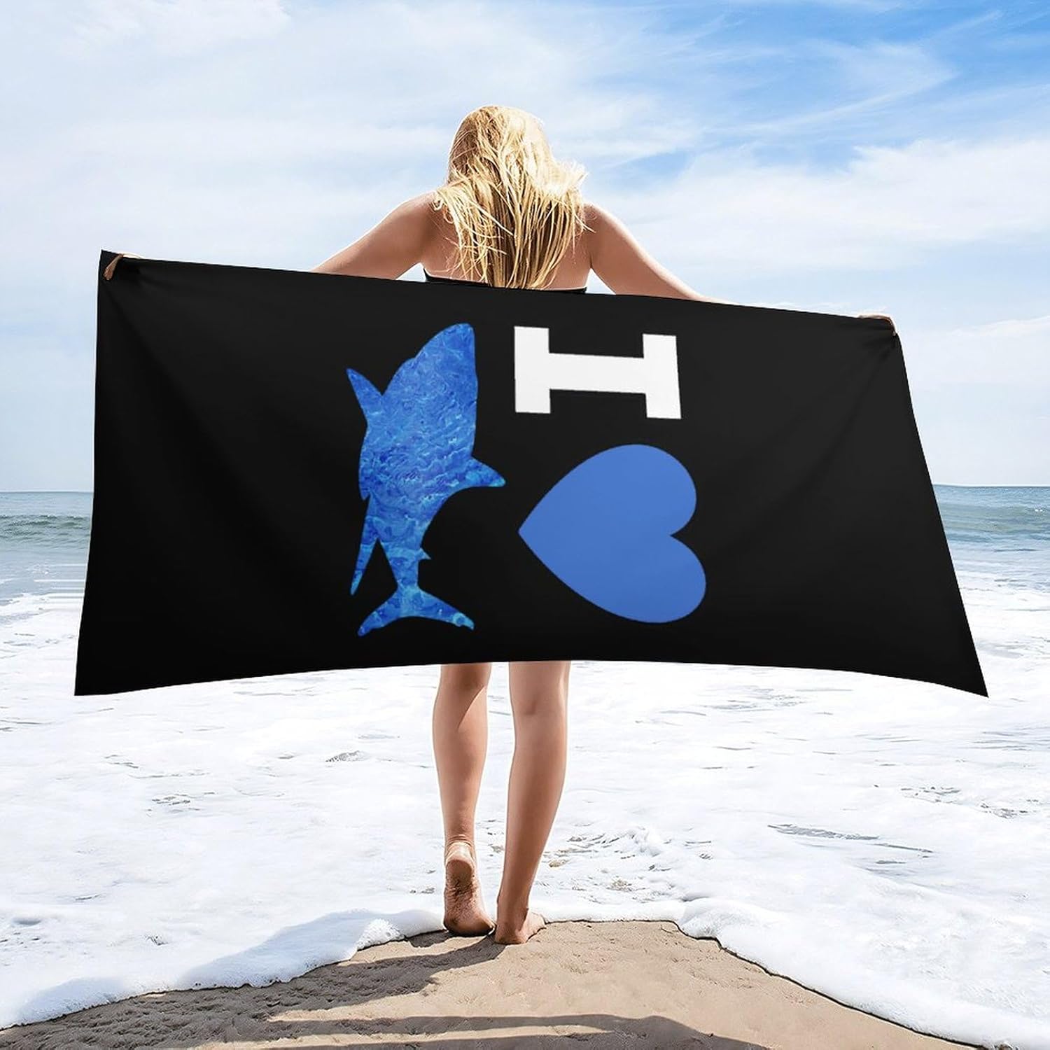 I Love Sharks Beach Towels Oversized Jumbo Large Yoga Bath Towel for Pool Yoga Swim Body 160x80cm