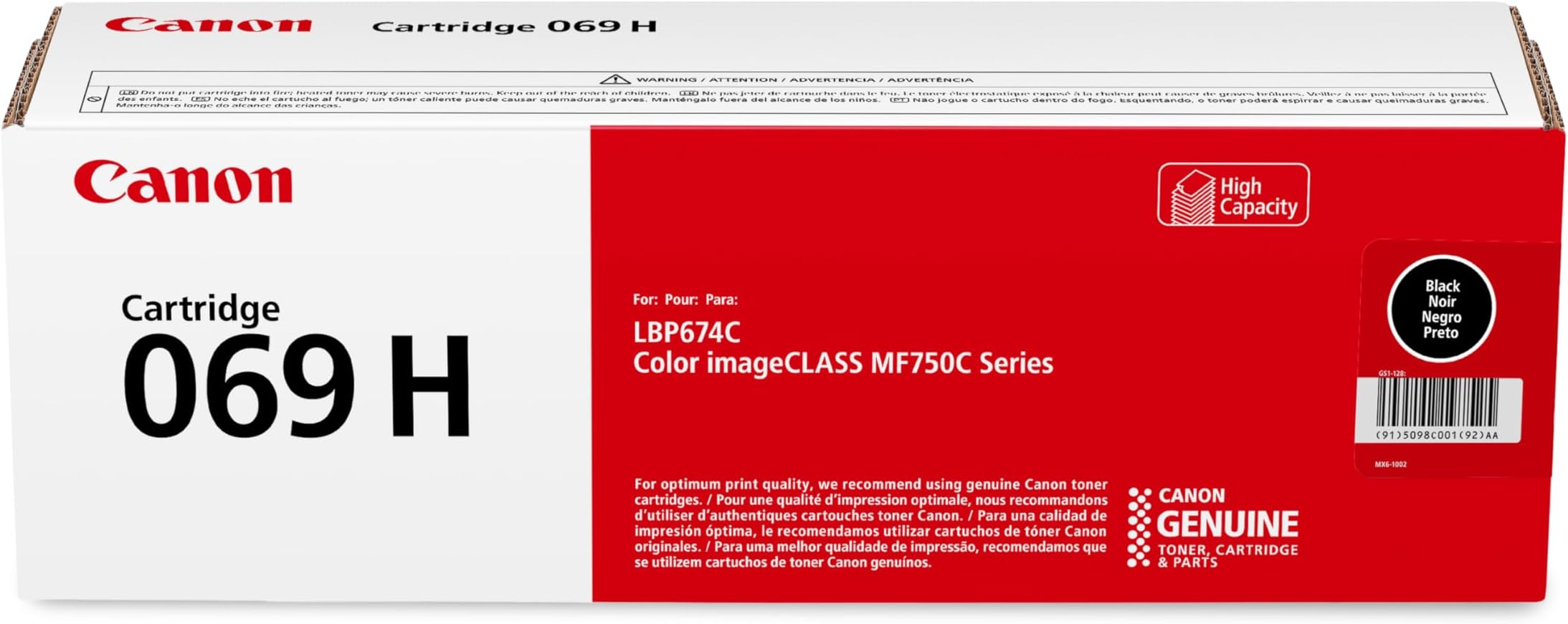 Genuine 069 Black Toner Cartridge High Capacity Compatible with MF753Cdw, MF751Cdw, LBP674Cdw