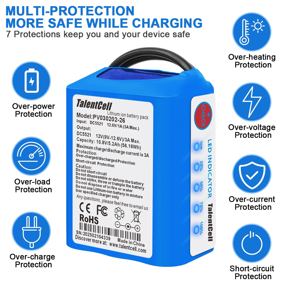CITYORK 12.6V 5200mAh Lithium Akku wiederaufladbarer für