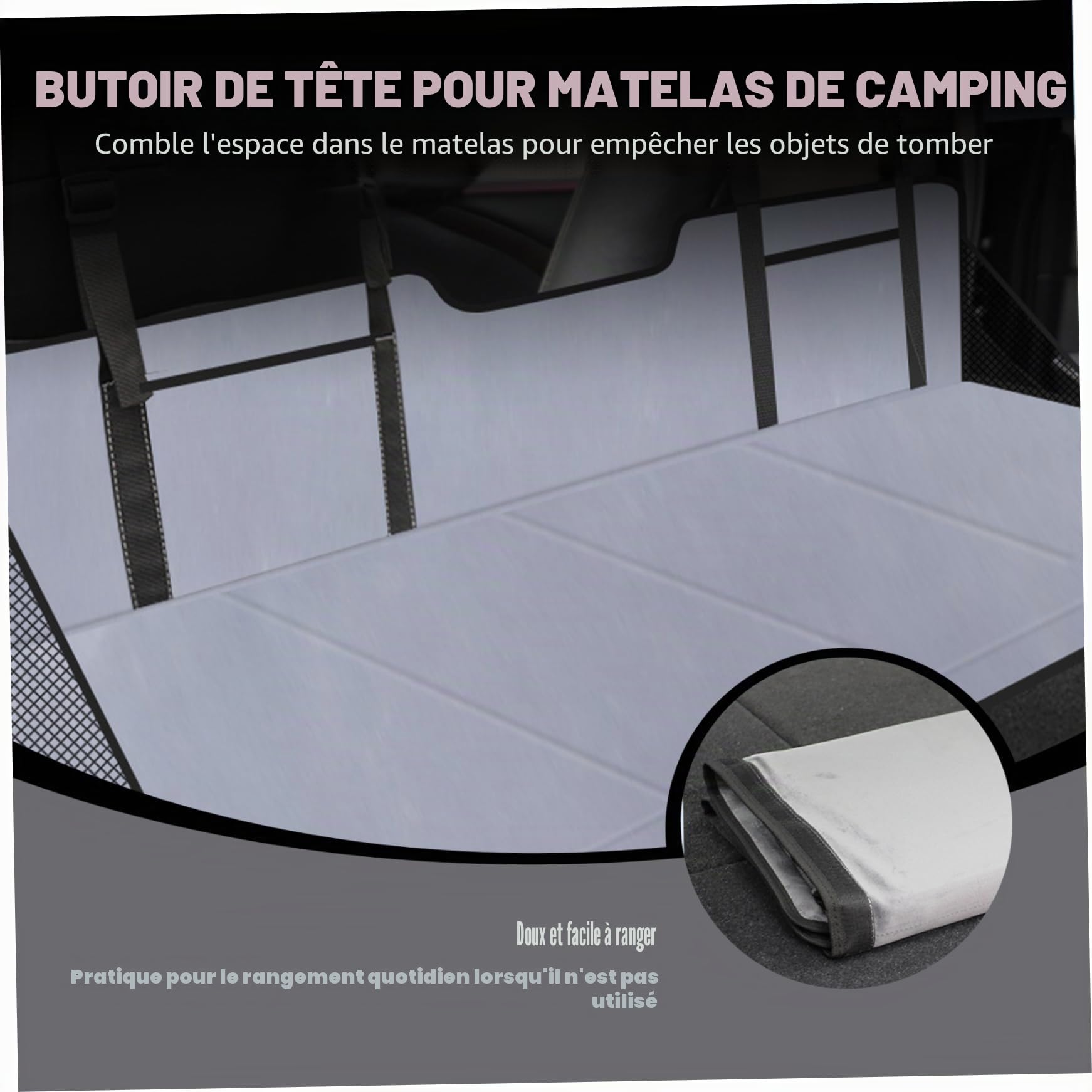 Lit de voiture banquette arrière, lit pour la voiture, matelas de lit de voiture non inflatable, matelas de lit de voiture pliant, matelas de camping portable avec fonction de rangement, matelas de v